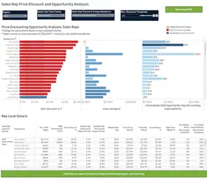 Data analytics dashboard showcasing sales and discount analysis for business insights.