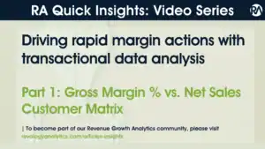 Business presentation slide on rapid margin actions using transactional data analysis.