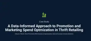 Retail marketing analytics dashboard showing promotion and spend optimization data.