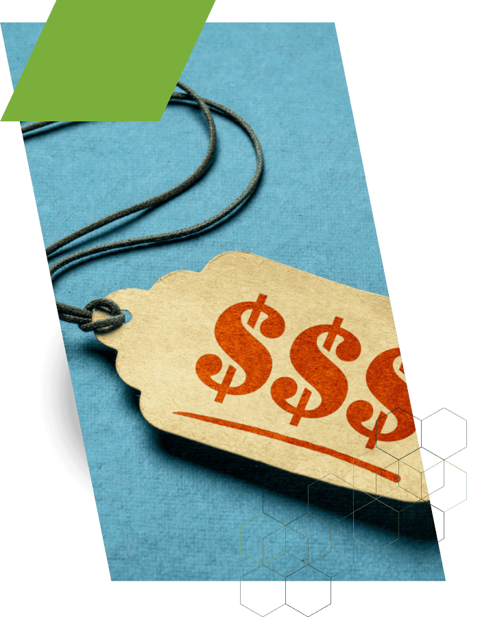 Pricing and margin optimization concept with dollar signs on tags.