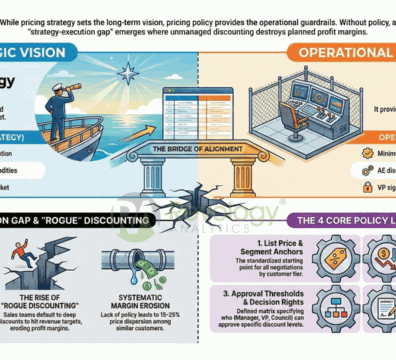 Visual overview of pricing policy strategies and operational tactics for B2B teams.